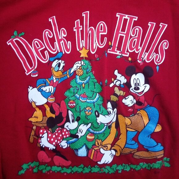 Vintage 80s Disney Deck The Halls Christmas Crewneck Sweatshirt - Picture 1 of 6